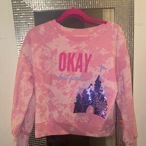 Pink Disney Castle Graphic Kids Sweatshirt